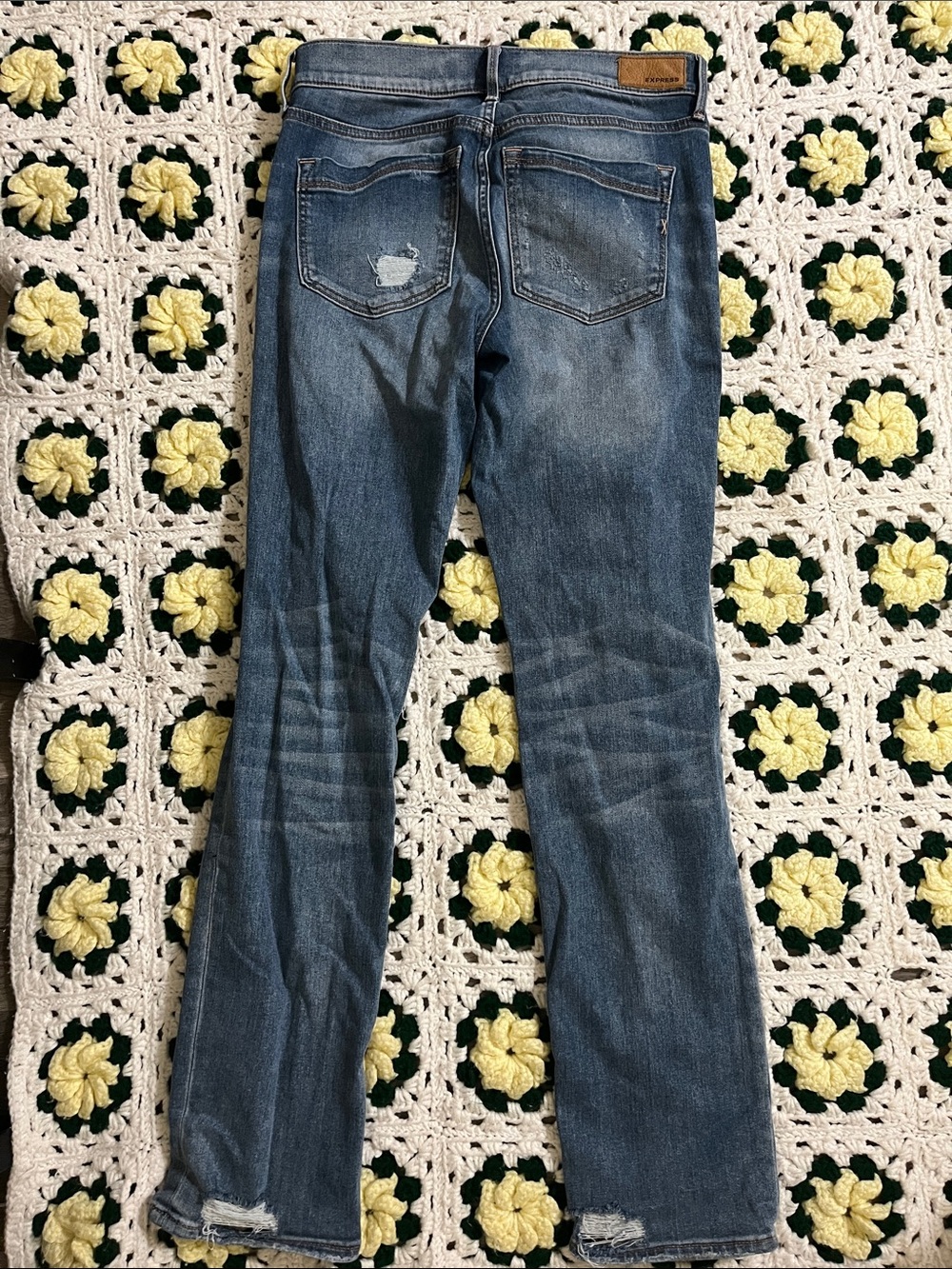 Express Ripped Skinny Jeans - Blue - Picture 3 of 3